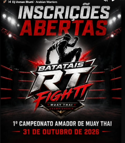 Inscrições abertas para o primeiro Campeonato Amador de Muay Thai Batatais RT Fight, em 31 de outubro de 2026