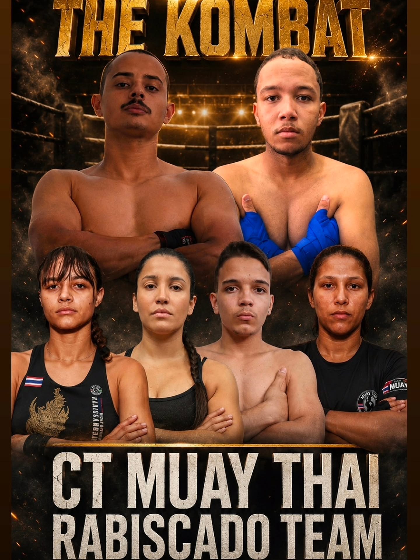 Arte The Kombat com a equipe de atletas do CT Muay Thai Rabiscado Team